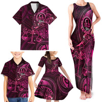 Personalised Polynesia Zodiac Libra Family Matching Tank Maxi Dress and Hawaiian Shirt Galaxy Polynesian Pattern Chest Tattoo Style