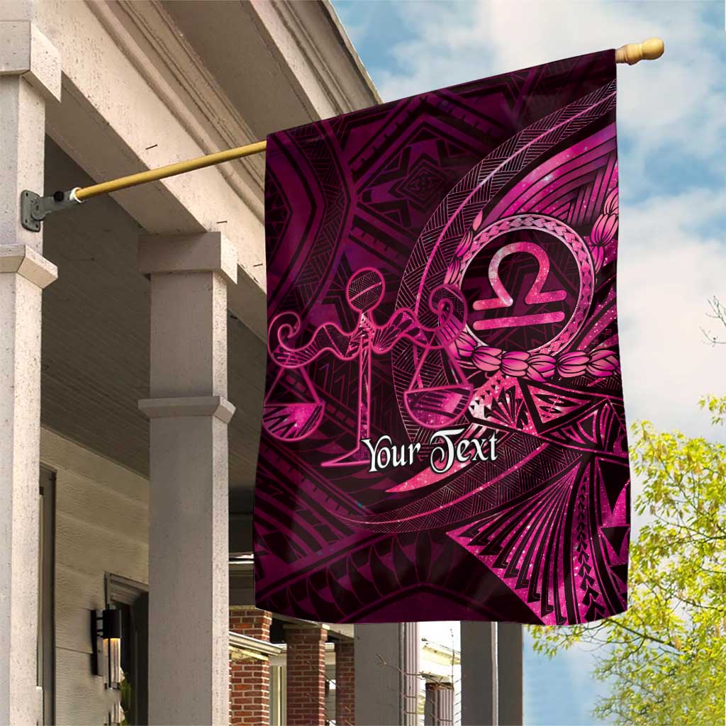 Personalised Polynesia Zodiac Libra Garden Flag Galaxy Polynesian Pattern Chest Tattoo Style LT14 House Flag Pink - Polynesian Pride