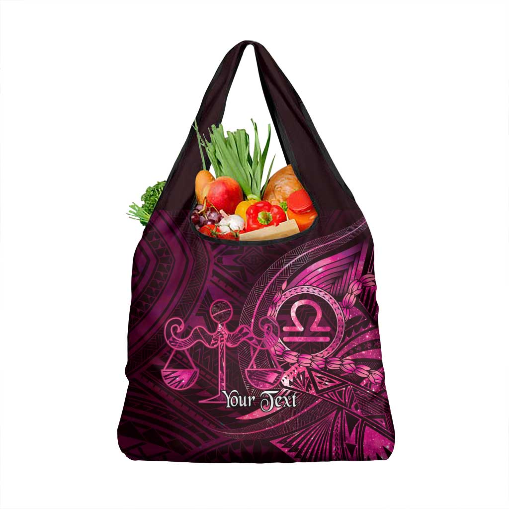Personalised Polynesia Zodiac Libra Grocery Bag Galaxy Polynesian Pattern Chest Tattoo Style LT14 1-pack One Size Pink - Polynesian Pride
