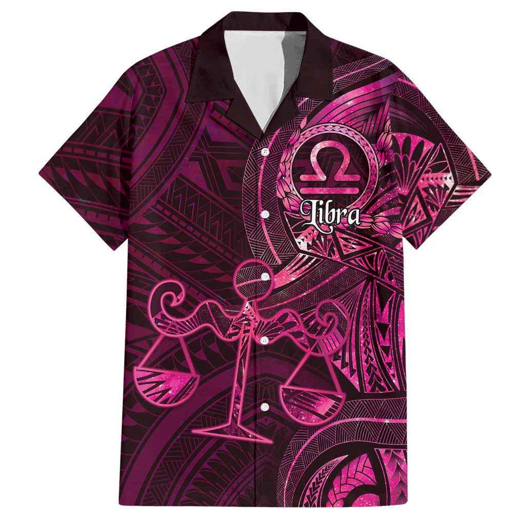 Personalised Polynesia Zodiac Libra Hawaiian Shirt Galaxy Polynesian Pattern Chest Tattoo Style