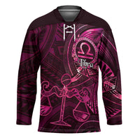 Personalised Polynesia Zodiac Libra Hockey Jersey Galaxy Polynesian Pattern Chest Tattoo Style LT14 Unisex Pink - Polynesian Pride