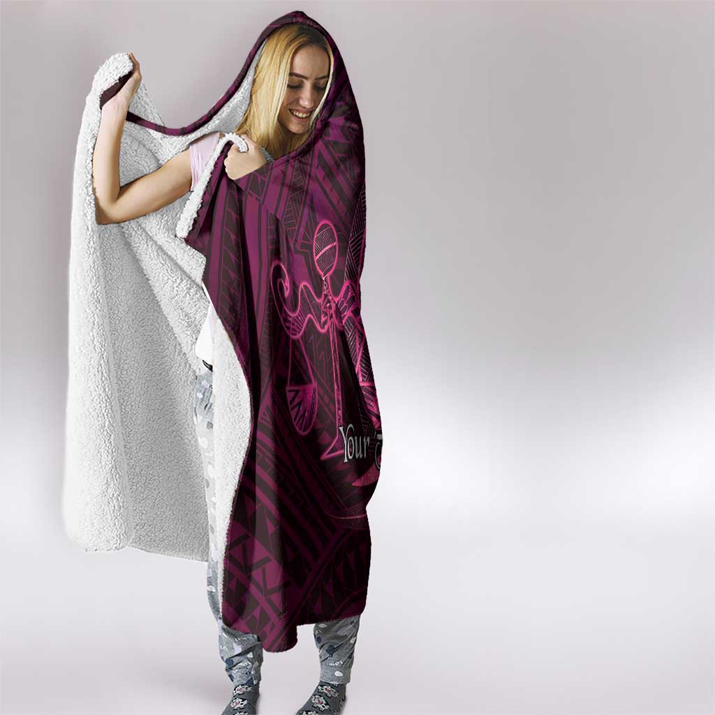 Personalised Polynesia Zodiac Libra Hooded Blanket Galaxy Polynesian Pattern Chest Tattoo Style