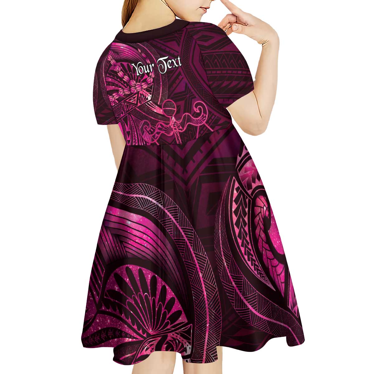 Personalised Polynesia Zodiac Libra Kid Short Sleeve Dress Galaxy Polynesian Pattern Chest Tattoo Style LT14 - Polynesian Pride