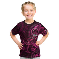 Personalised Polynesia Zodiac Libra Kid T Shirt Galaxy Polynesian Pattern Chest Tattoo Style LT14 Pink - Polynesian Pride