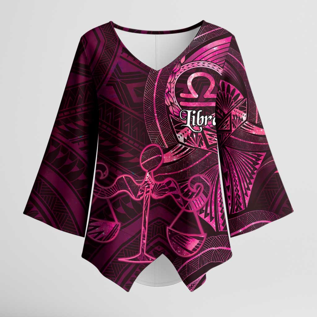 Personalised Polynesia Zodiac Libra Kimono Sleeve Blouse Galaxy Polynesian Pattern Chest Tattoo Style