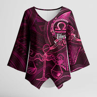 Personalised Polynesia Zodiac Libra Kimono Sleeve Blouse Galaxy Polynesian Pattern Chest Tattoo Style