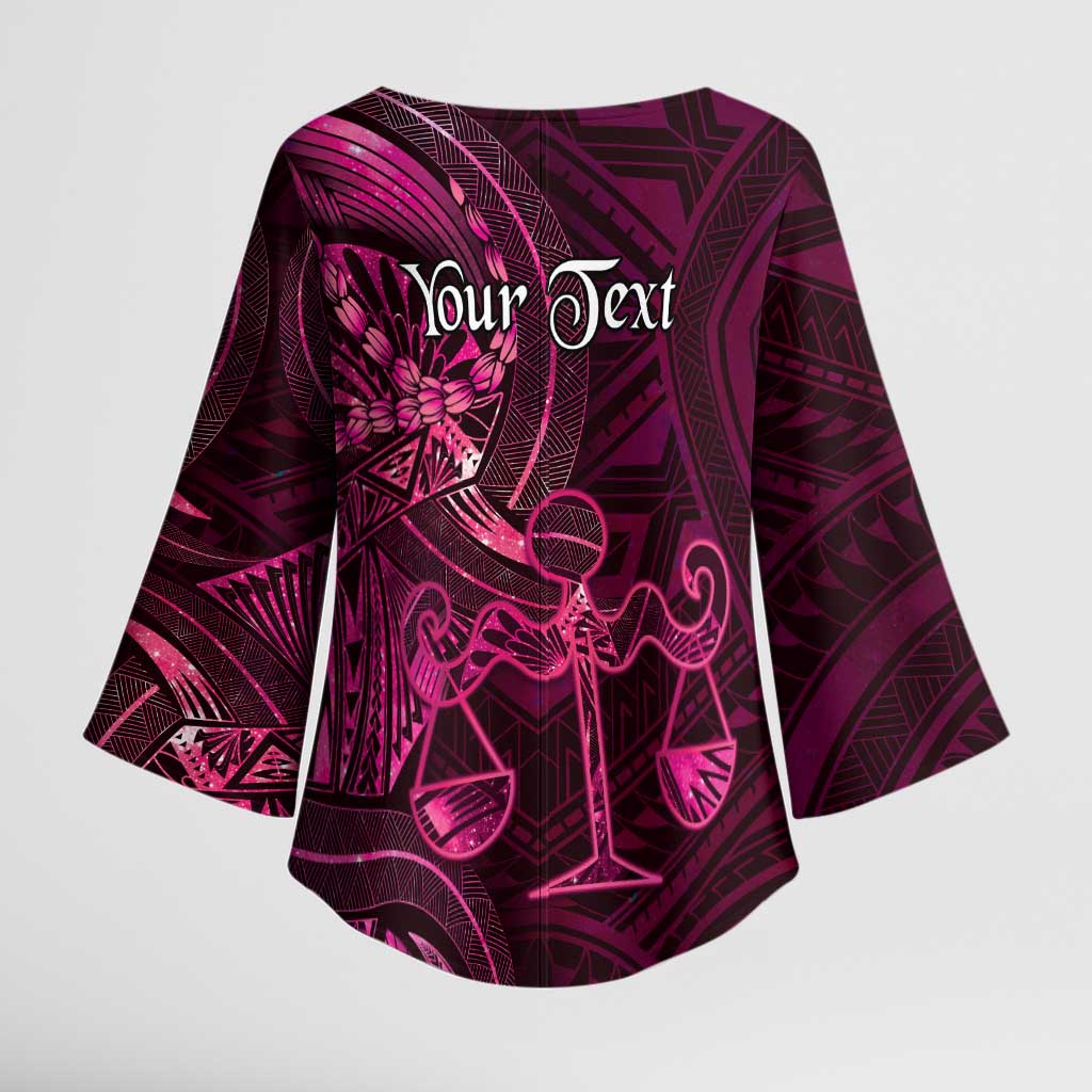 Personalised Polynesia Zodiac Libra Kimono Sleeve Blouse Galaxy Polynesian Pattern Chest Tattoo Style
