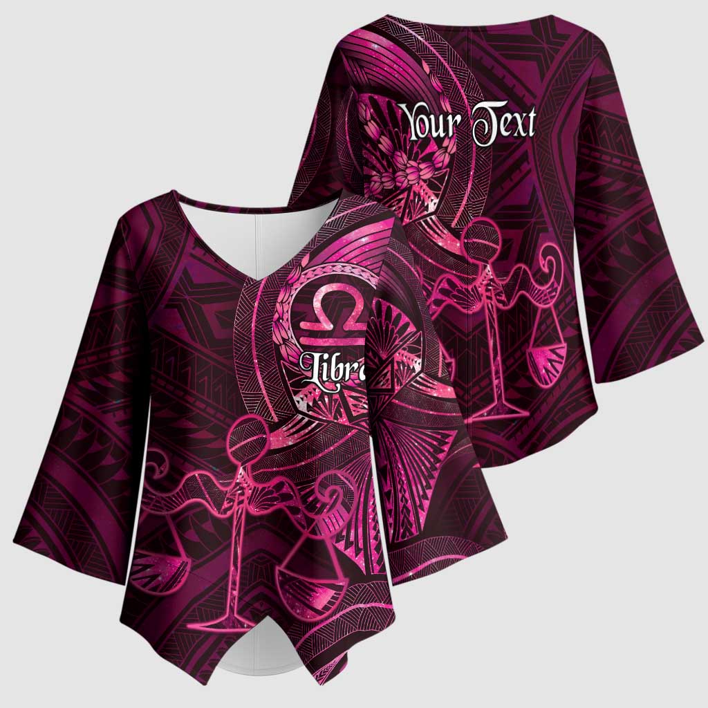 Personalised Polynesia Zodiac Libra Kimono Sleeve Blouse Galaxy Polynesian Pattern Chest Tattoo Style