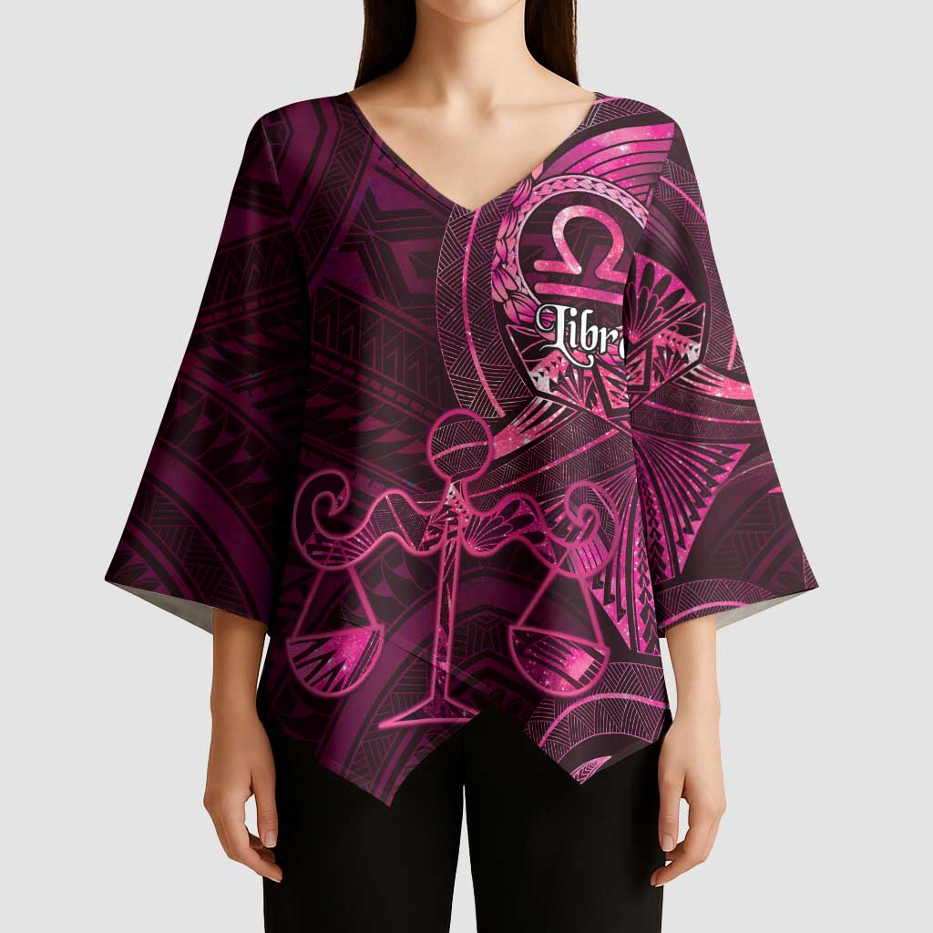 Personalised Polynesia Zodiac Libra Kimono Sleeve Blouse Galaxy Polynesian Pattern Chest Tattoo Style