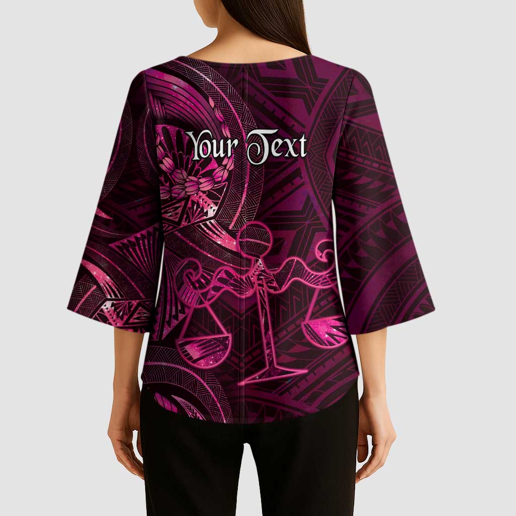 Personalised Polynesia Zodiac Libra Kimono Sleeve Blouse Galaxy Polynesian Pattern Chest Tattoo Style
