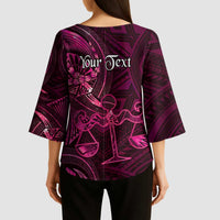Personalised Polynesia Zodiac Libra Kimono Sleeve Blouse Galaxy Polynesian Pattern Chest Tattoo Style