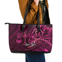 Personalised Polynesia Zodiac Libra Leather Tote Bag Galaxy Polynesian Pattern Chest Tattoo Style LT14 - Polynesian Pride