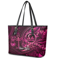 Personalised Polynesia Zodiac Libra Leather Tote Bag Galaxy Polynesian Pattern Chest Tattoo Style LT14 - Polynesian Pride