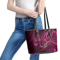 Personalised Polynesia Zodiac Libra Leather Tote Bag Galaxy Polynesian Pattern Chest Tattoo Style LT14 - Polynesian Pride