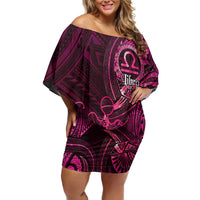 Personalised Polynesia Zodiac Libra Off Shoulder Short Dress Galaxy Polynesian Pattern Chest Tattoo Style