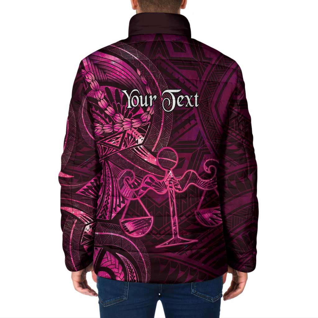 Personalised Polynesia Zodiac Libra Padded Jacket Galaxy Polynesian Pattern Chest Tattoo Style