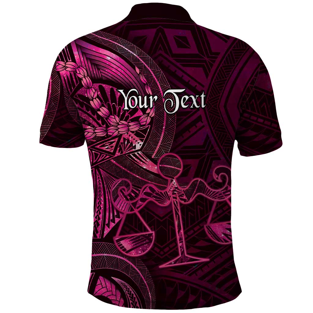 Personalised Polynesia Zodiac Libra Polo Shirt Galaxy Polynesian Pattern Chest Tattoo Style LT14 - Polynesian Pride
