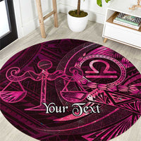 Personalised Polynesia Zodiac Libra Round Carpet Galaxy Polynesian Pattern Chest Tattoo Style LT14 Pink - Polynesian Pride