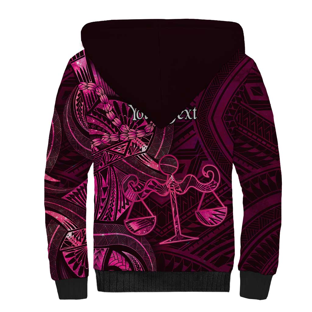 Personalised Polynesia Zodiac Libra Sherpa Hoodie Galaxy Polynesian Pattern Chest Tattoo Style LT14 - Polynesian Pride