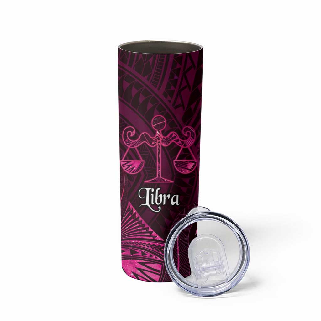 Personalised Polynesia Zodiac Libra Skinny Tumbler Galaxy Polynesian Pattern Chest Tattoo Style LT14 - Polynesian Pride