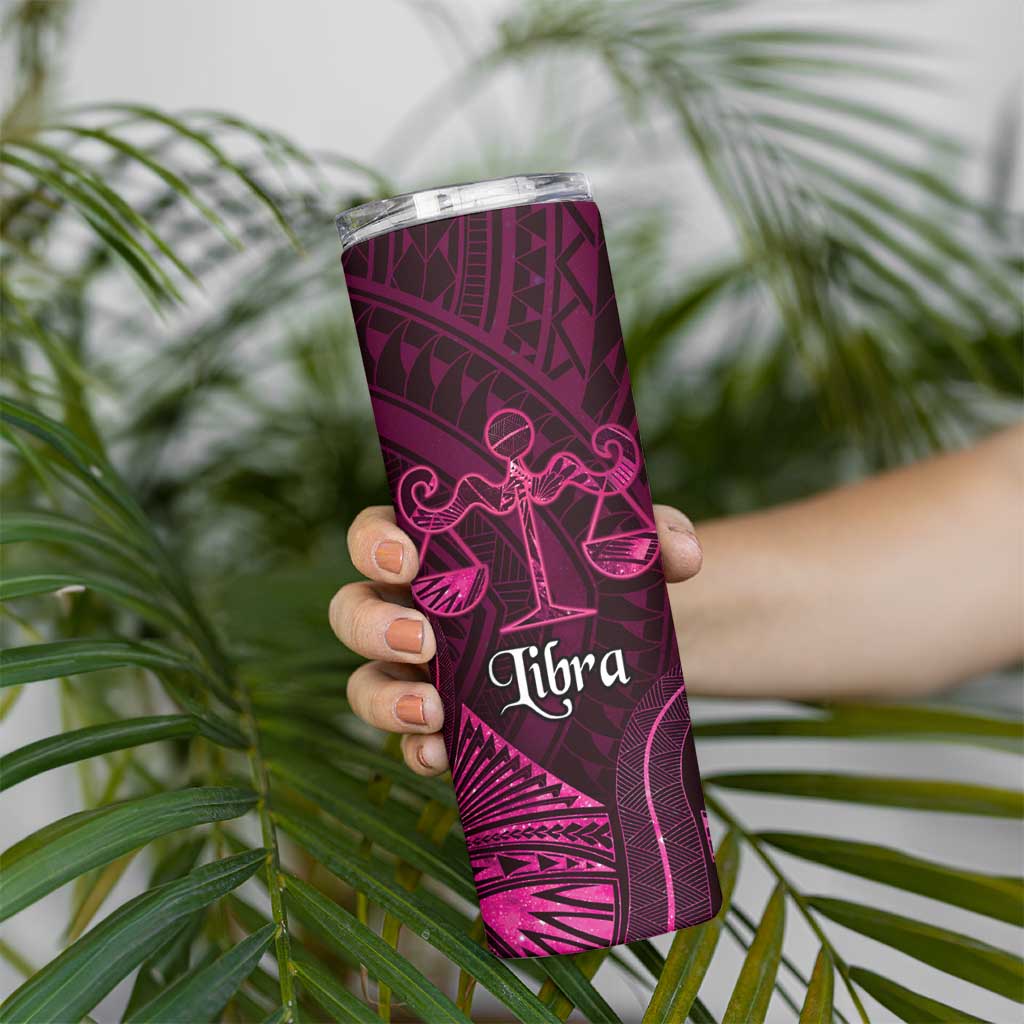 Personalised Polynesia Zodiac Libra Skinny Tumbler Galaxy Polynesian Pattern Chest Tattoo Style LT14 - Polynesian Pride