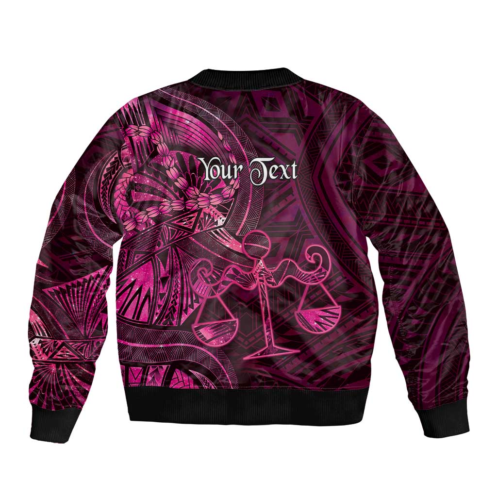 Personalised Polynesia Zodiac Libra Sleeve Zip Bomber Jacket Galaxy Polynesian Pattern Chest Tattoo Style LT14 - Polynesian Pride
