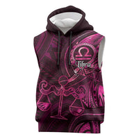 Personalised Polynesia Zodiac Libra Sleeveless Hoodie Galaxy Polynesian Pattern Chest Tattoo Style LT14 Pink - Polynesian Pride