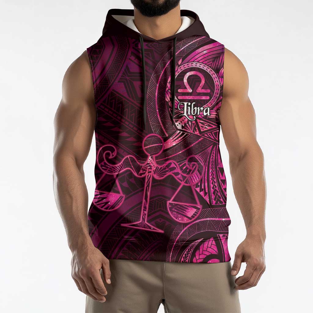Personalised Polynesia Zodiac Libra Sleeveless Hoodie Galaxy Polynesian Pattern Chest Tattoo Style LT14 - Polynesian Pride