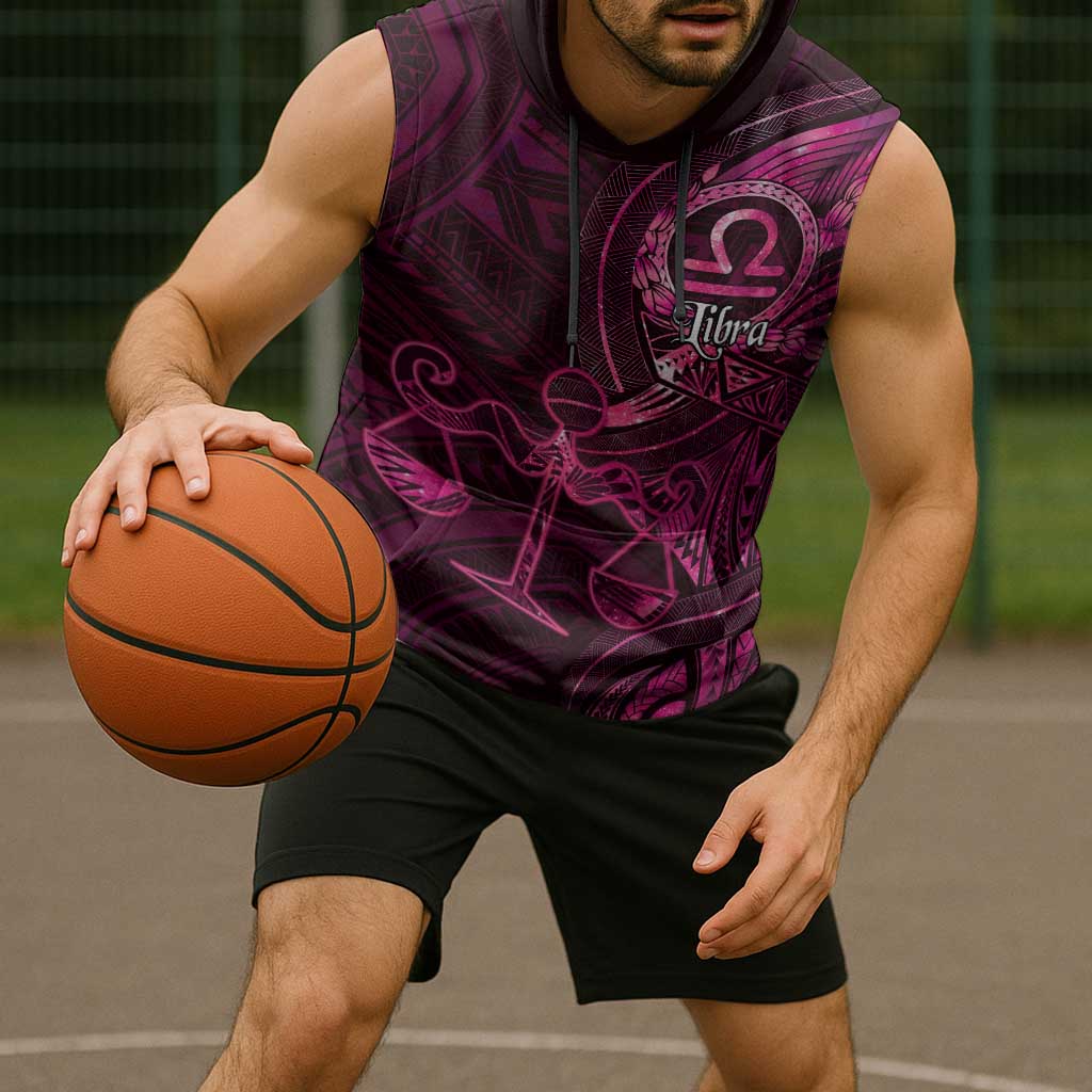 Personalised Polynesia Zodiac Libra Sleeveless Hoodie Galaxy Polynesian Pattern Chest Tattoo Style LT14 - Polynesian Pride