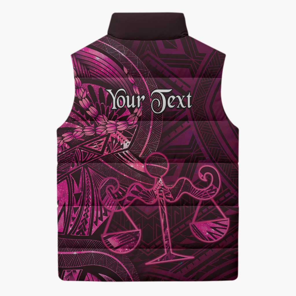 Personalised Polynesia Zodiac Libra Sleeveless Puffer Jacket Galaxy Polynesian Pattern Chest Tattoo Style LT14 - Polynesian Pride