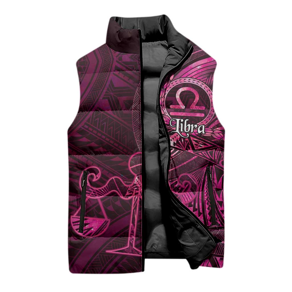 Personalised Polynesia Zodiac Libra Sleeveless Puffer Jacket Galaxy Polynesian Pattern Chest Tattoo Style LT14 - Polynesian Pride