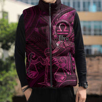 Personalised Polynesia Zodiac Libra Sleeveless Puffer Jacket Galaxy Polynesian Pattern Chest Tattoo Style LT14 - Polynesian Pride