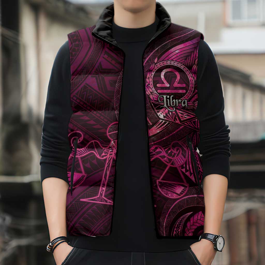 Personalised Polynesia Zodiac Libra Sleeveless Puffer Jacket Galaxy Polynesian Pattern Chest Tattoo Style LT14 - Polynesian Pride
