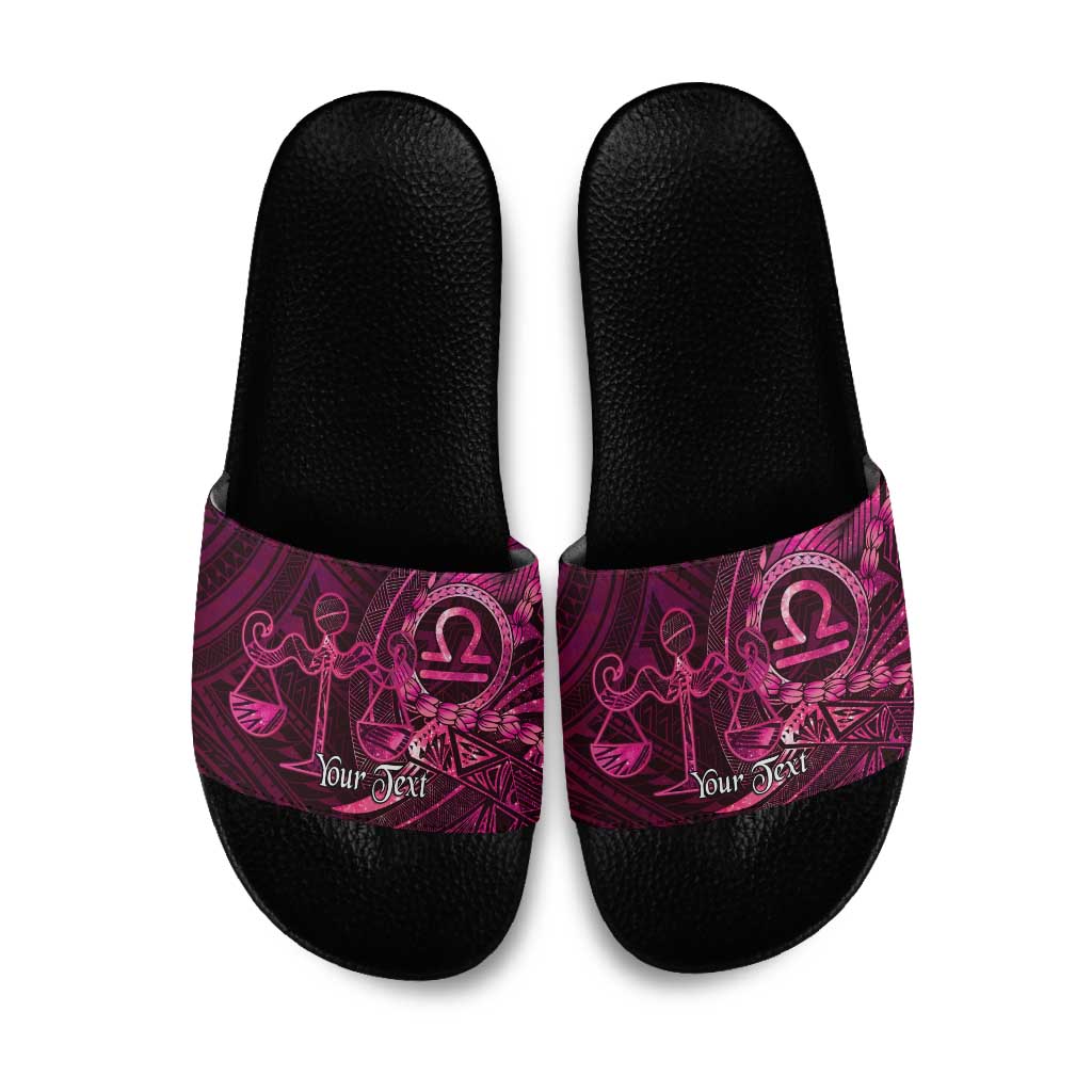 Personalised Polynesia Zodiac Libra Slide Sandals Galaxy Polynesian Pattern Chest Tattoo Style