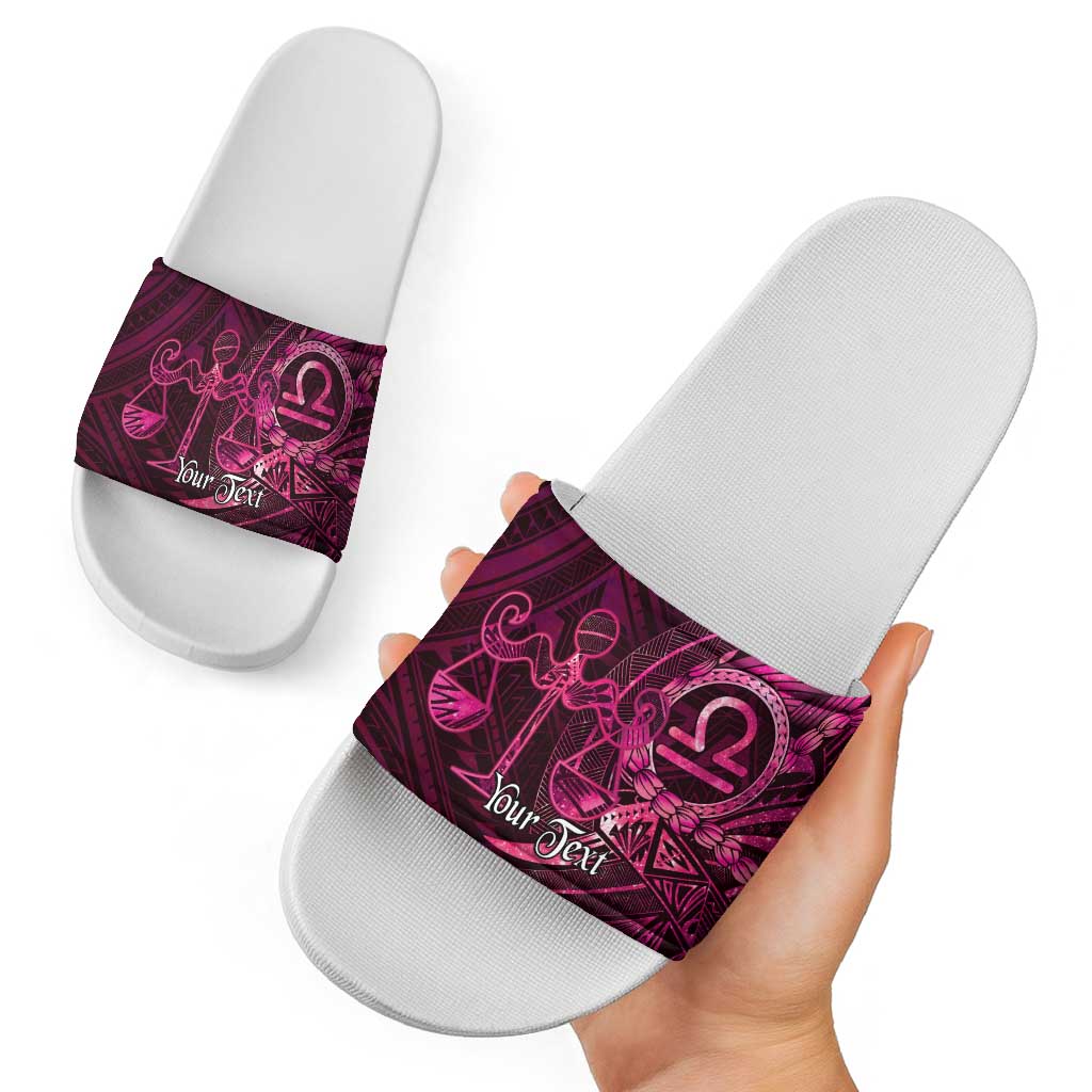 Personalised Polynesia Zodiac Libra Slide Sandals Galaxy Polynesian Pattern Chest Tattoo Style