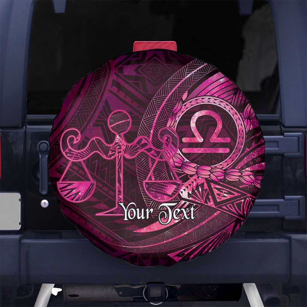 Personalised Polynesia Zodiac Libra Spare Tire Cover Galaxy Polynesian Pattern Chest Tattoo Style LT14 No hole Pink - Polynesian Pride