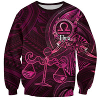 Personalised Polynesia Zodiac Libra Sweatshirt Galaxy Polynesian Pattern Chest Tattoo Style LT14 Unisex Pink - Polynesian Pride