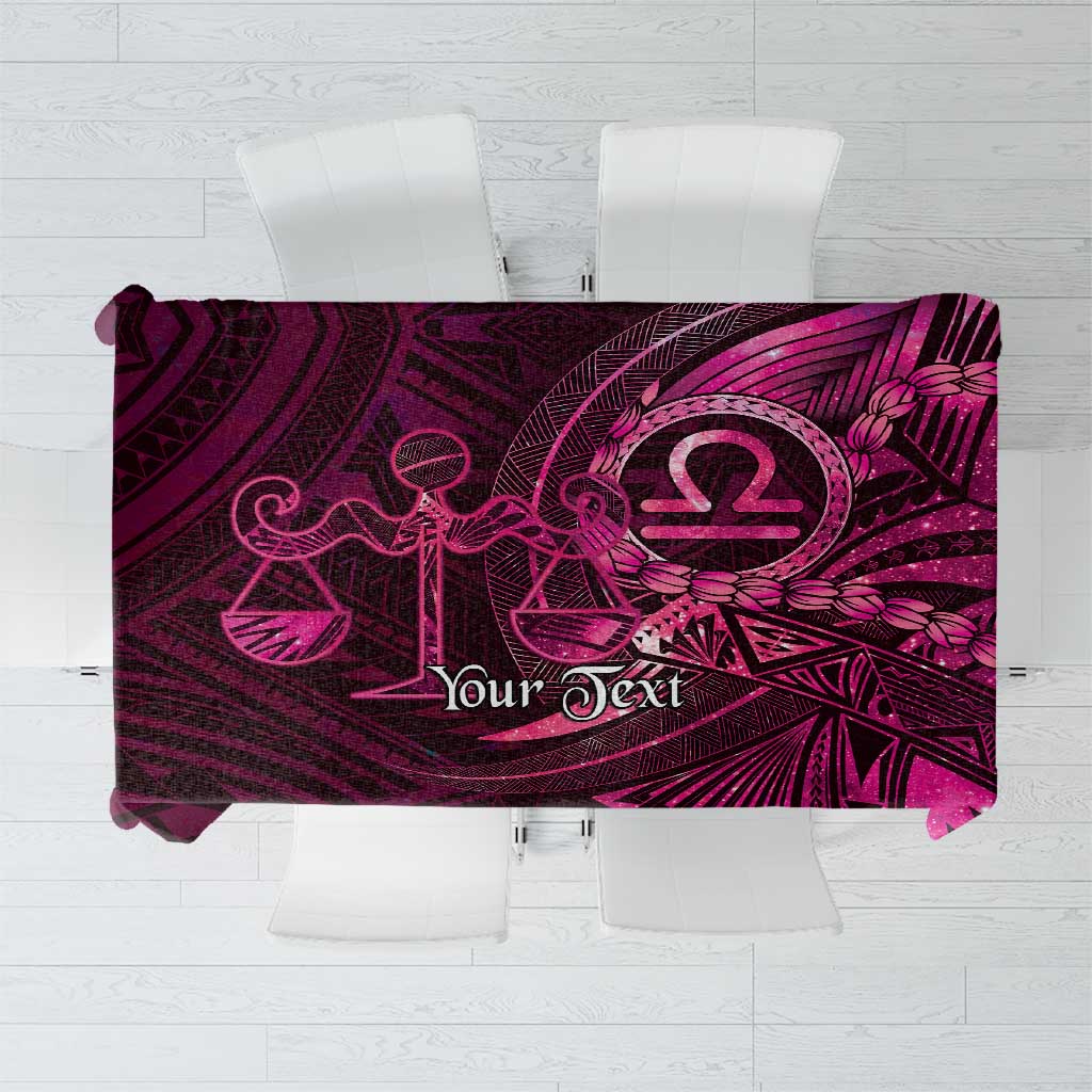 Personalised Polynesia Zodiac Libra Tablecloth Galaxy Polynesian Pattern Chest Tattoo Style LT14 Pink - Polynesian Pride