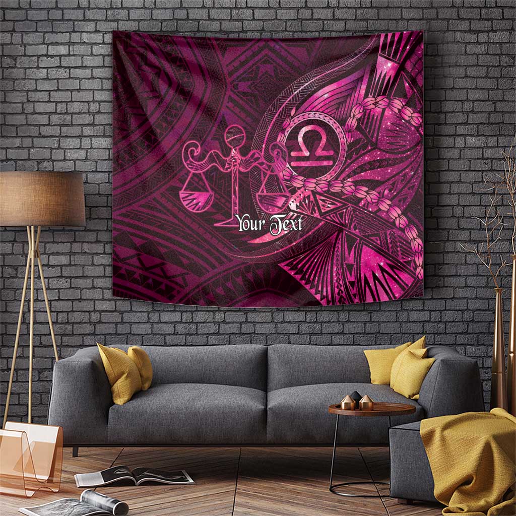 Personalised Polynesia Zodiac Libra Tapestry Galaxy Polynesian Pattern Chest Tattoo Style LT14 Pink - Polynesian Pride