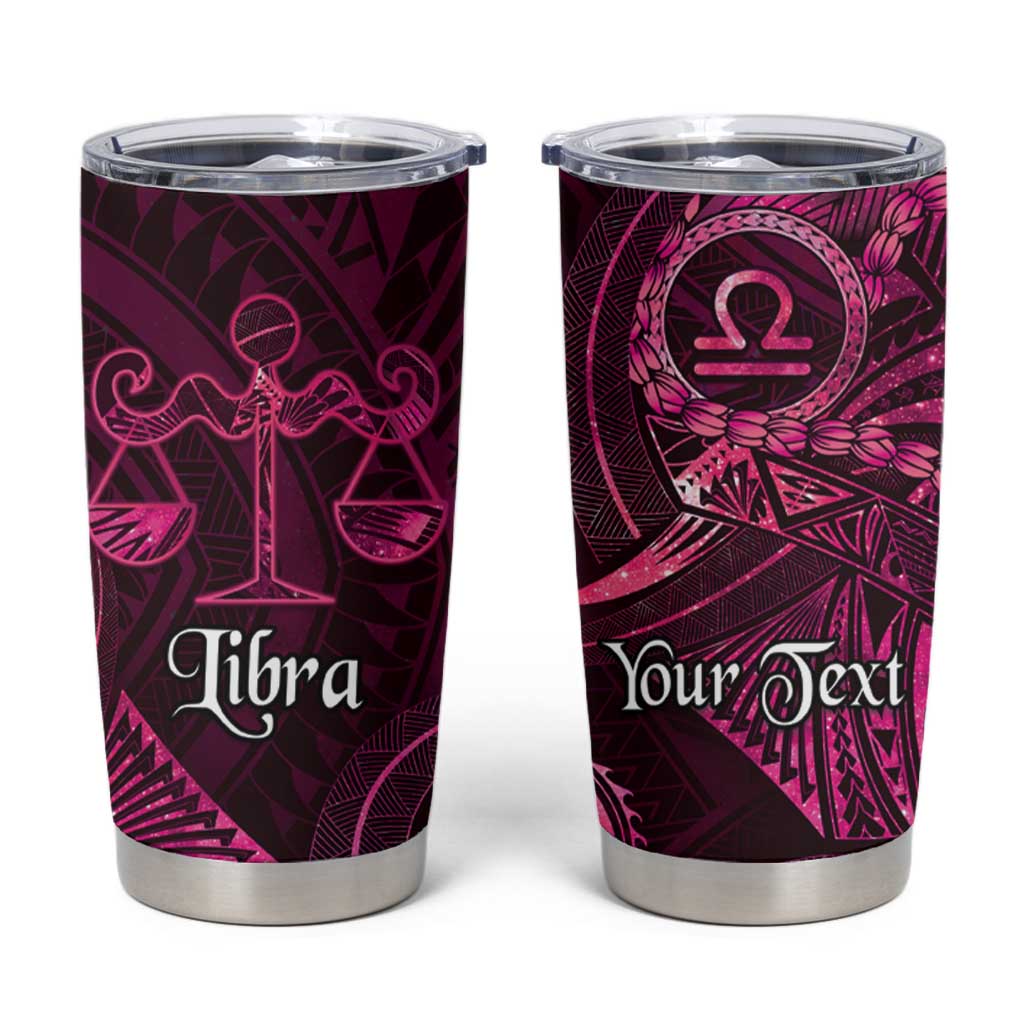 Personalised Polynesia Zodiac Libra Tumbler Cup Galaxy Polynesian Pattern Chest Tattoo Style LT14 Pink - Polynesian Pride