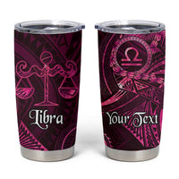 Personalised Polynesia Zodiac Libra Tumbler Cup Galaxy Polynesian Pattern Chest Tattoo Style LT14 Pink - Polynesian Pride