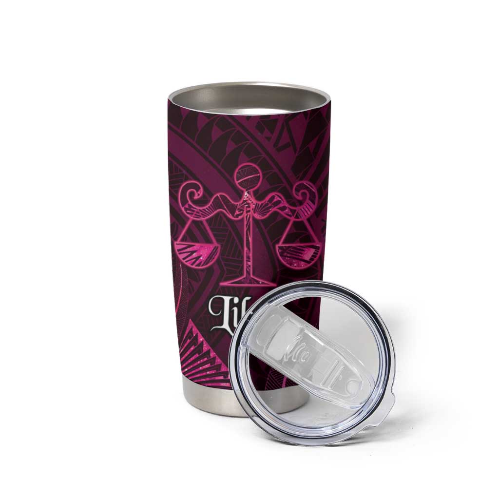 Personalised Polynesia Zodiac Libra Tumbler Cup Galaxy Polynesian Pattern Chest Tattoo Style LT14 - Polynesian Pride