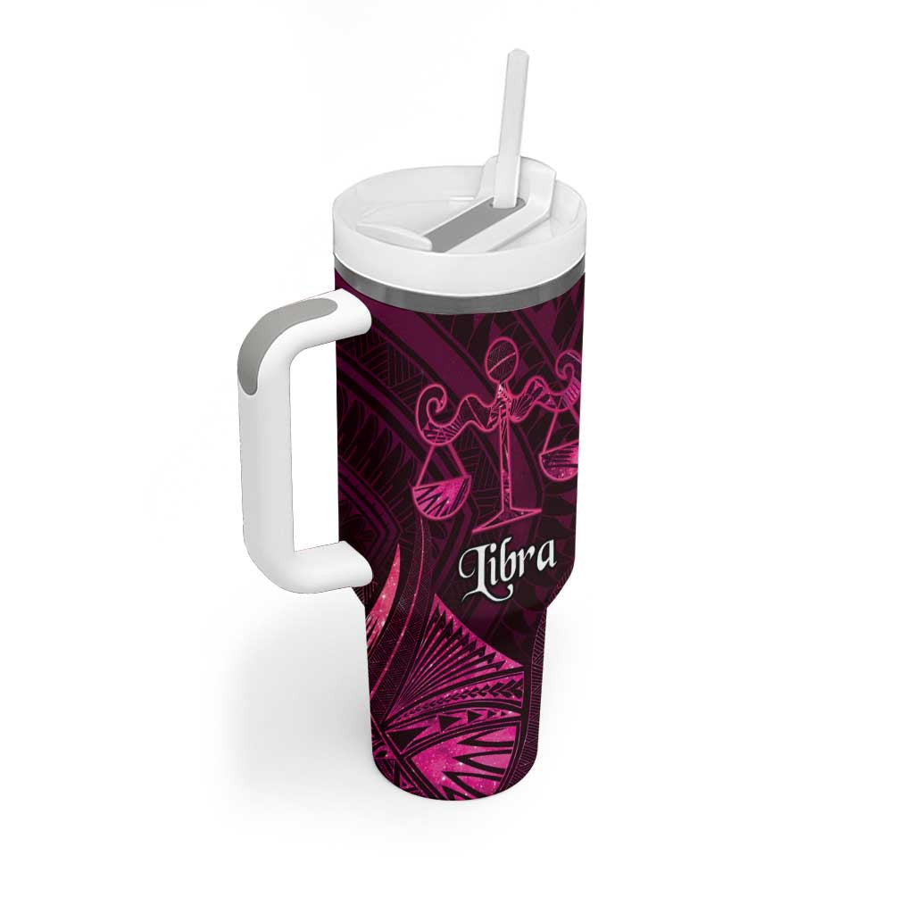 Personalised Polynesia Zodiac Libra Tumbler With Handle Galaxy Polynesian Pattern Chest Tattoo Style LT14 - Polynesian Pride