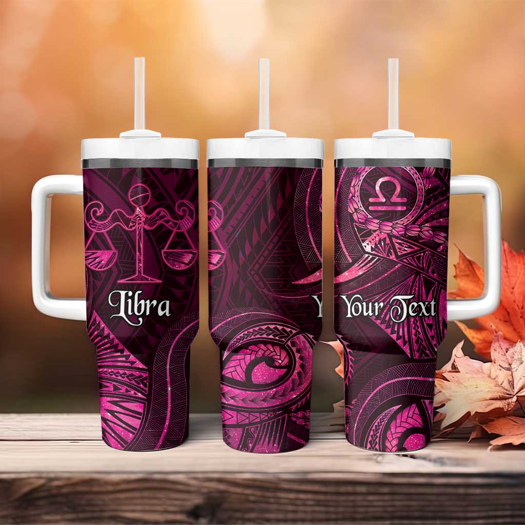 Personalised Polynesia Zodiac Libra Tumbler With Handle Galaxy Polynesian Pattern Chest Tattoo Style LT14 - Polynesian Pride