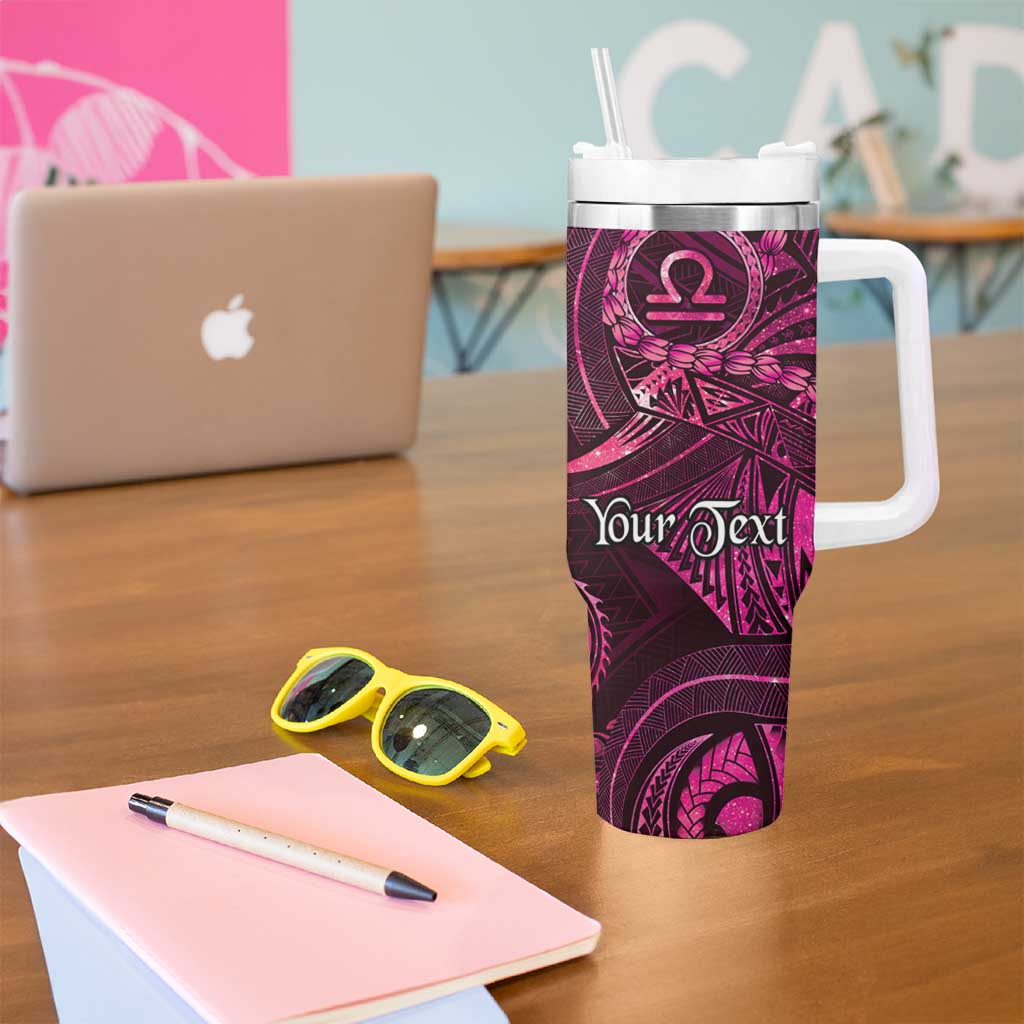 Personalised Polynesia Zodiac Libra Tumbler With Handle Galaxy Polynesian Pattern Chest Tattoo Style LT14 - Polynesian Pride