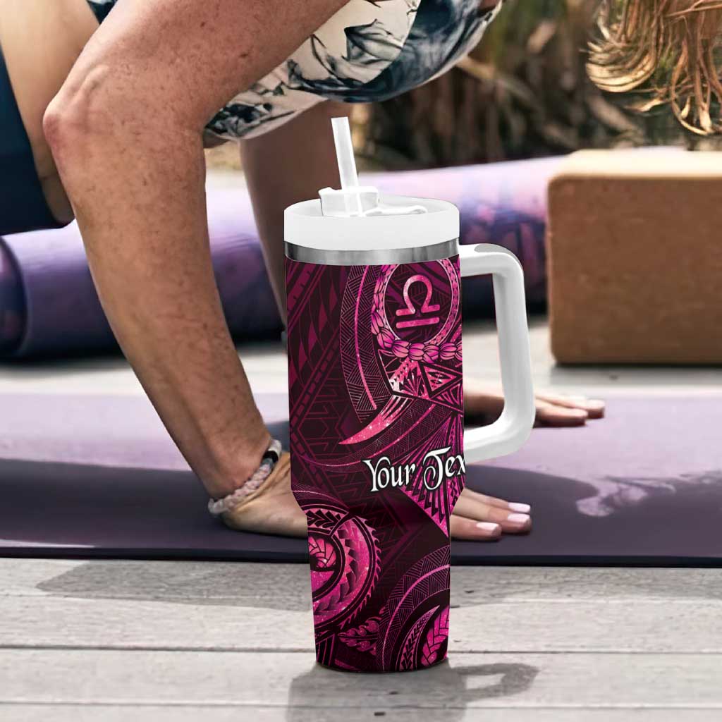 Personalised Polynesia Zodiac Libra Tumbler With Handle Galaxy Polynesian Pattern Chest Tattoo Style LT14 - Polynesian Pride