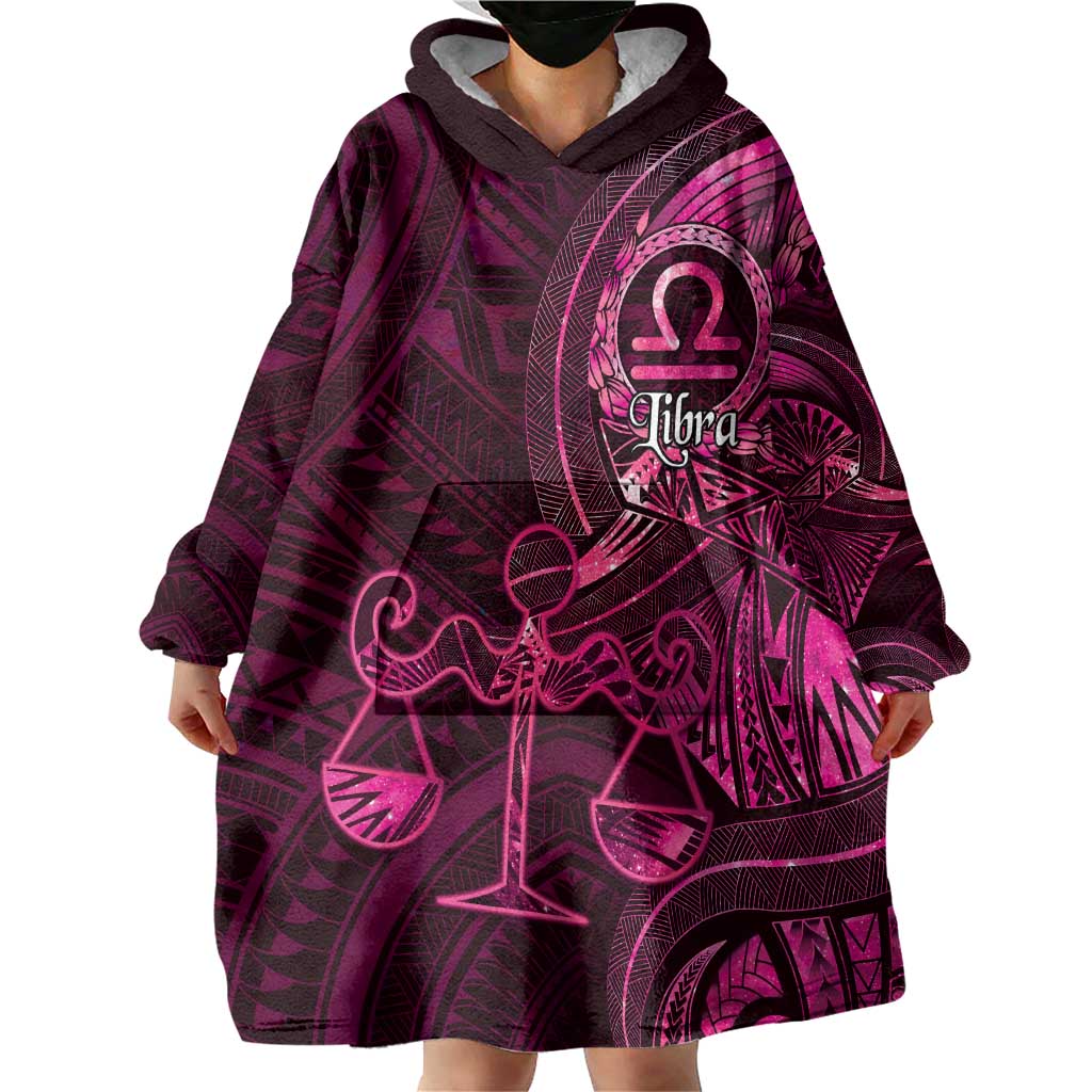 Personalised Polynesia Zodiac Libra Wearable Blanket Hoodie Galaxy Polynesian Pattern Chest Tattoo Style LT14 - Polynesian Pride