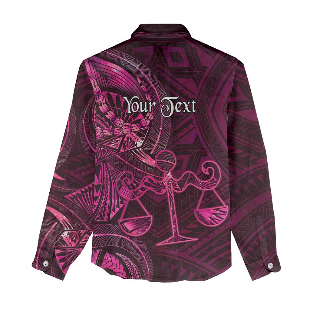 Personalised Polynesia Zodiac Libra Women Casual Shirt Galaxy Polynesian Pattern Chest Tattoo Style LT14 - Polynesian Pride