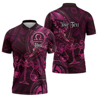Personalised Polynesia Zodiac Libra Zipper Polo Shirt Galaxy Polynesian Pattern Chest Tattoo Style LT14 - Polynesian Pride