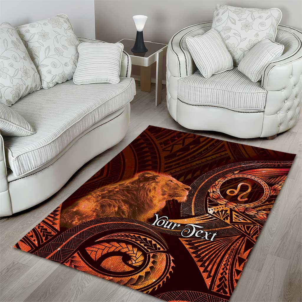 Personalised Polynesia Zodiac Leo Area Rug Galaxy Polynesian Pattern Chest Tattoo Style LT14 - Polynesian Pride